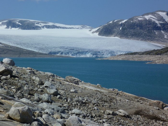 Norvège - Styggevatnet (lac) et Austdalsbreen (glacier)